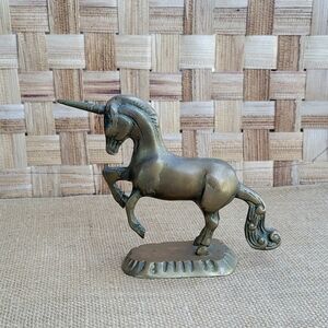 Vintage Brass Gold Colored Prancing Unicorn Figurine